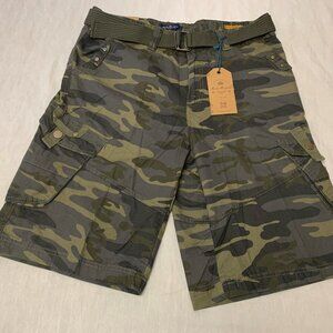 ❄️ NWT ACROSS THE POND MENS CAMO COTTON CARGO SHORTS SIZE 36 ❄️